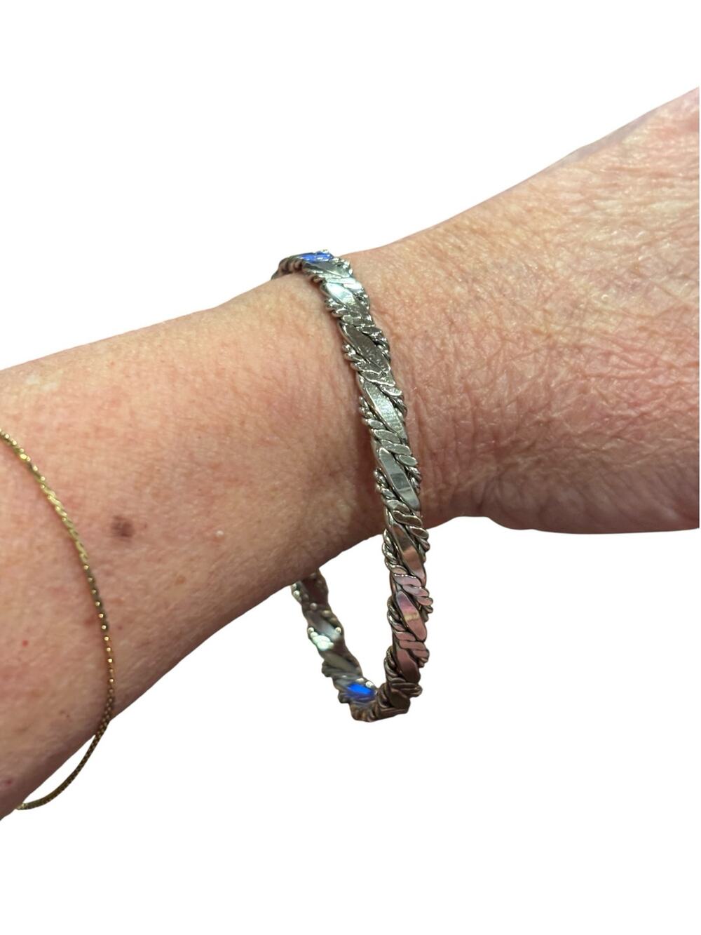 Vintage Avon Silver Tone Twisted Rope Bangle Bracelet Textured Statement